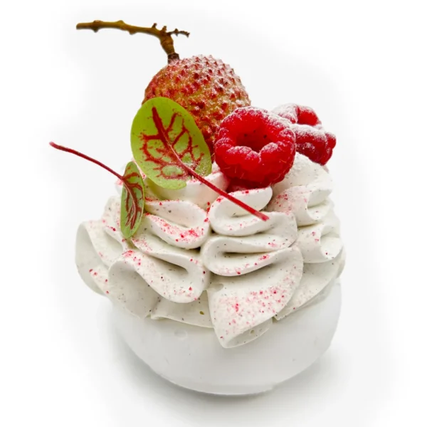 Pavlova Framboise – Litchi – Vanille par Pavlovas Joël Maier, photo N°1