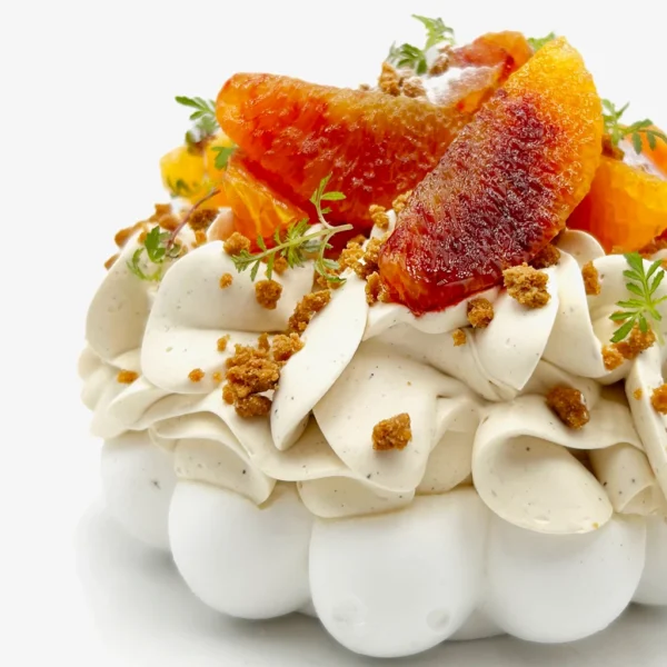 Pavlova Oranges Sanguines – Spéculos – Clémentine de Corse – Praliné par Pavlova Joël MAIER, photo N°3